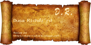 Dusa Richárd névjegykártya